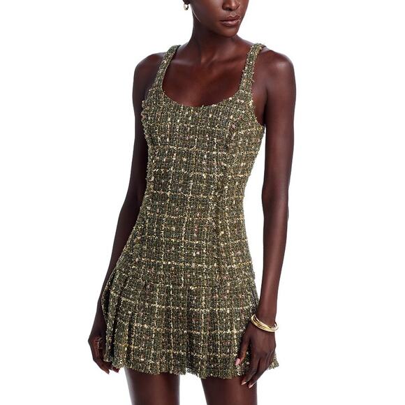 Ramy Brook Dresses & Skirts - Ramy Brook 'Shane' Green Cotton Metallic Tweed Mini Dress Size 6